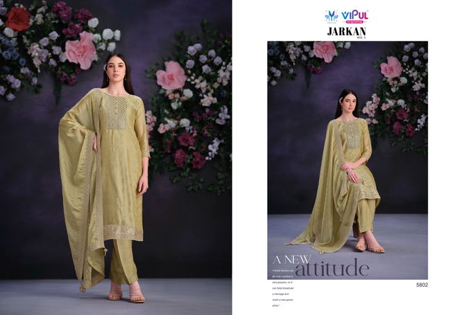 Jarkan Vol 5 By Vipul Shimmer Organza Embroidery Salwar Kameez Wholesale Price In Surat
